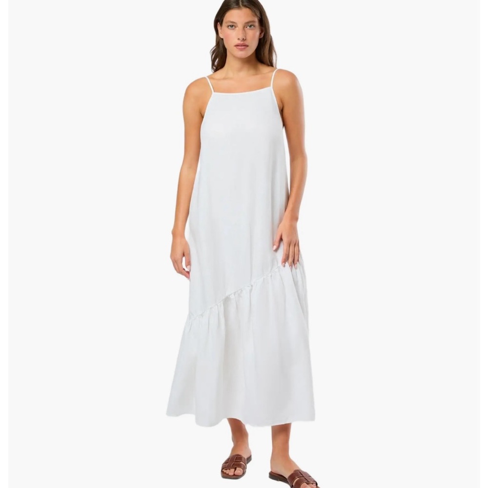 ONIA - AIR LINEN SQUARE NECK MAXI DRESS - WHITE - SIZE LARGE